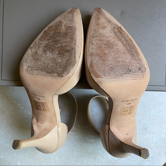 BCBGMAXAZRIA PRINTZ blush vachetta mid heel ankle cuff pumps (size 6M/36) - Picture 7 of 12